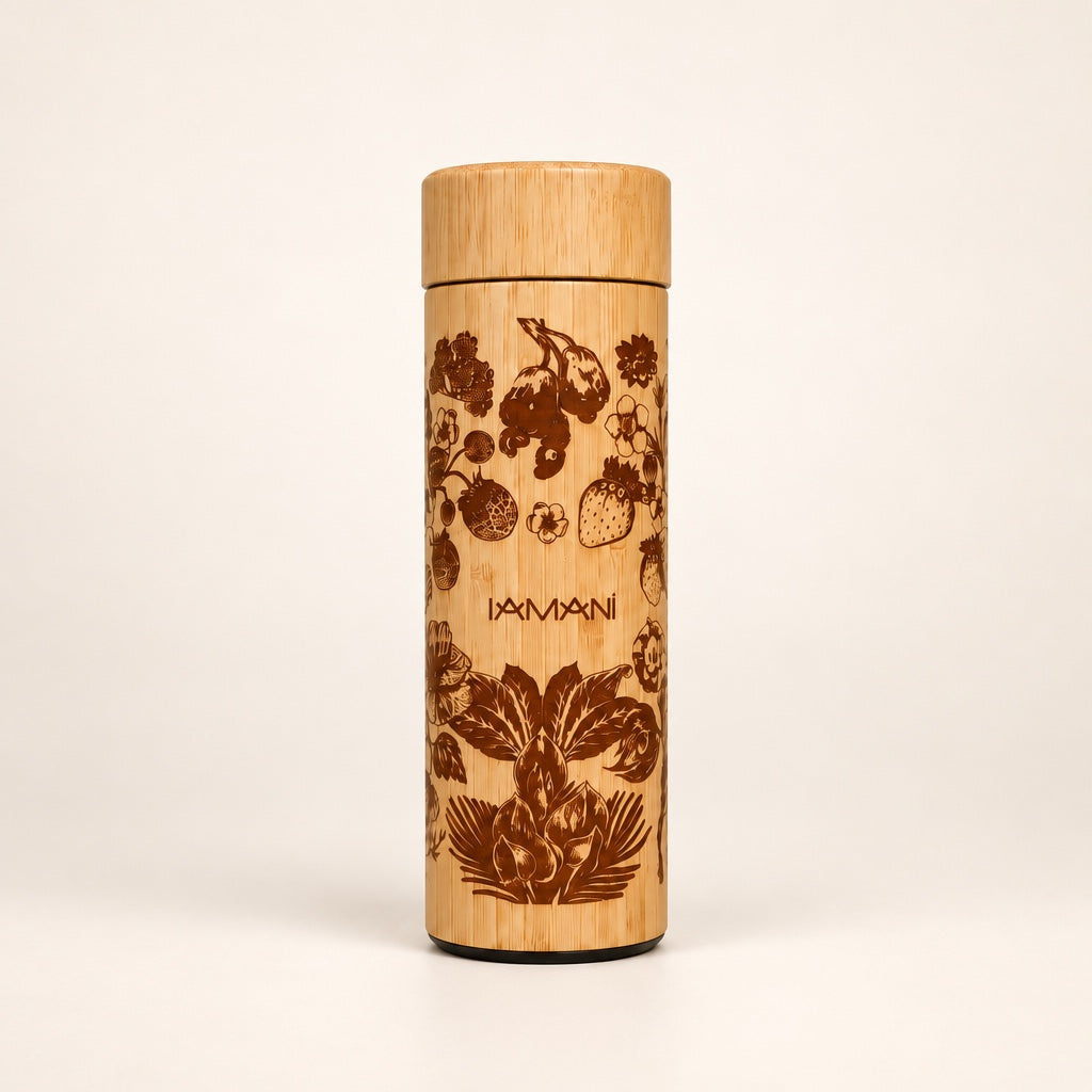 Garrafa térmica de bambu com infusor